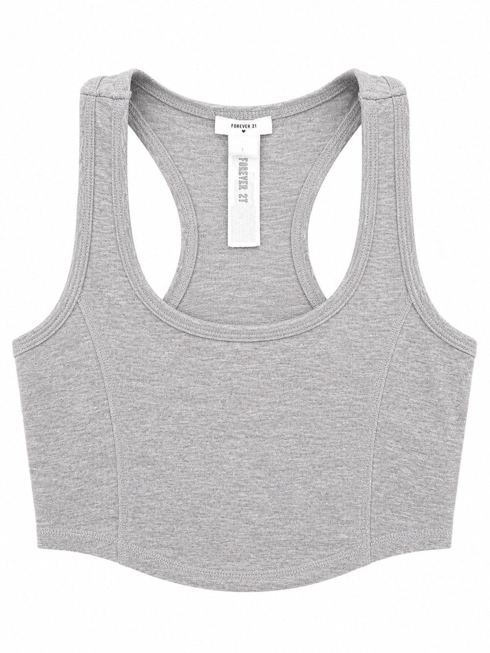 Forever 21 Light Gray Ribbed Racerback Crop Tank Top